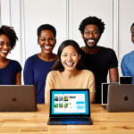 **

A diverse group of people joyfully investing in and supporting a crowdfunding project, symbolizing shared values and positive societal impact. The scene includes various devices (phones, tablets, laptops) displaying crowdfunding platforms with successful projects related to environmental protection, social services, and community development. Bright, optimistic lighting with a focus on collaboration and shared success.

**