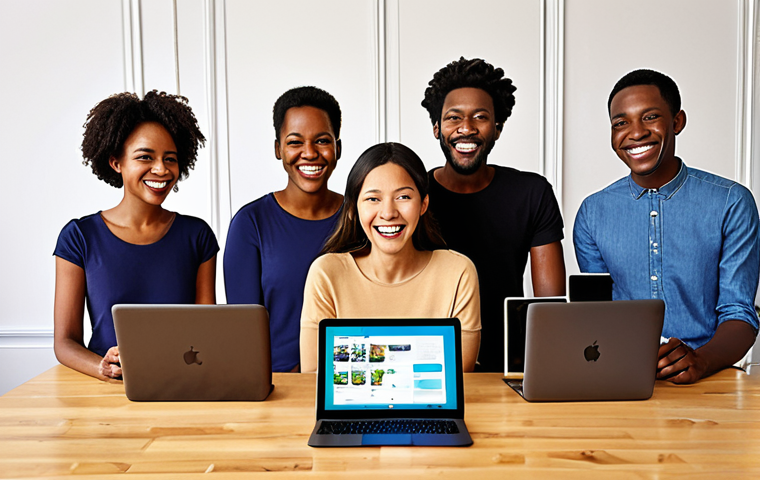 **
A diverse group of people joyfully investing in and supporting a crowdfunding project, symbolizing shared values and positive societal impact. The scene includes various devices (phones, tablets, laptops) displaying crowdfunding platforms with successful projects related to environmental protection, social services, and community development. Bright, optimistic lighting with a focus on collaboration and shared success.
**